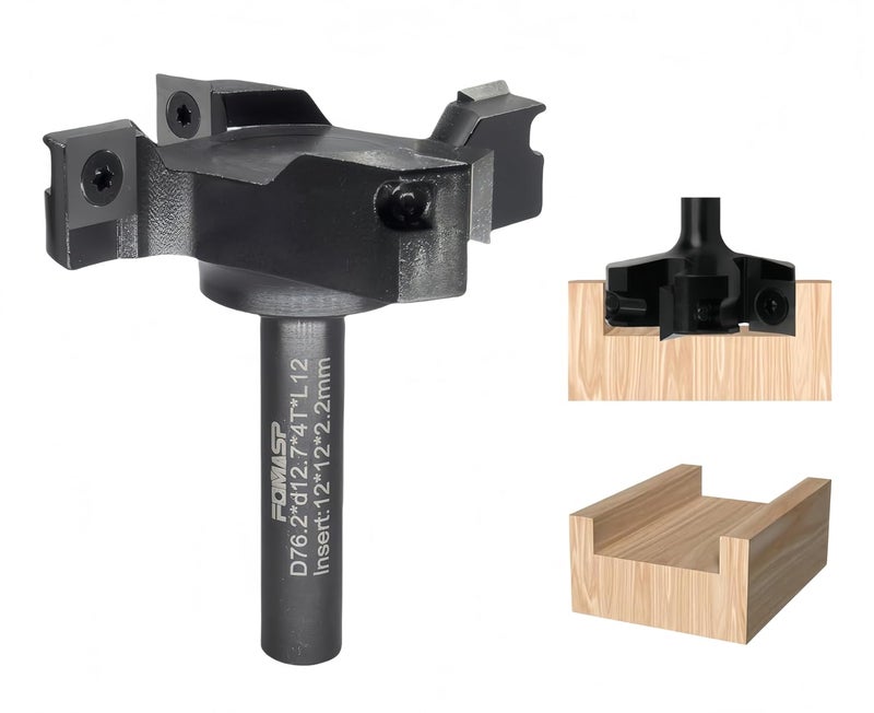 FomaSP CNC Spoilboard Surfacing Router Bit,1/2"(12.7mm) Shank,3"(76.2mm) Cutting Diameter,Slab Flattening Router Bit,Replaceable Carbide Inserts Wood Planer Bit with 4 Wings for Woodworking. - Image 4